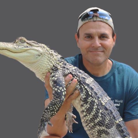 Dave DiNaso holding a crocodilian