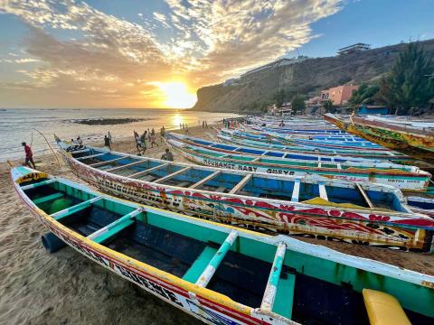 Picture of boats on a beach. 