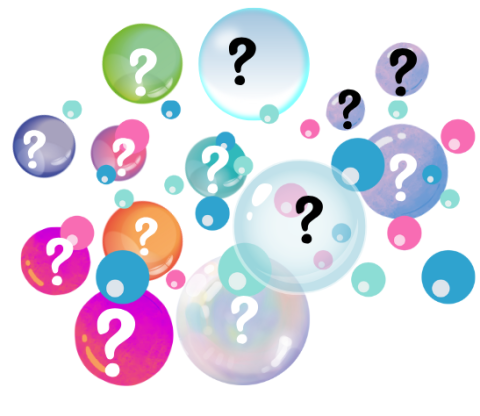 Bubbles with question marks.